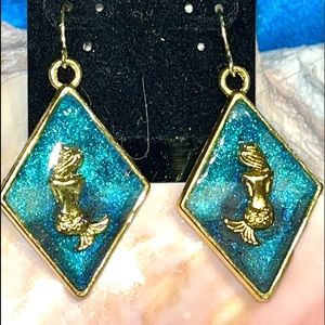Handmade Mermaid Diamond Shaped Acrylic Earrings